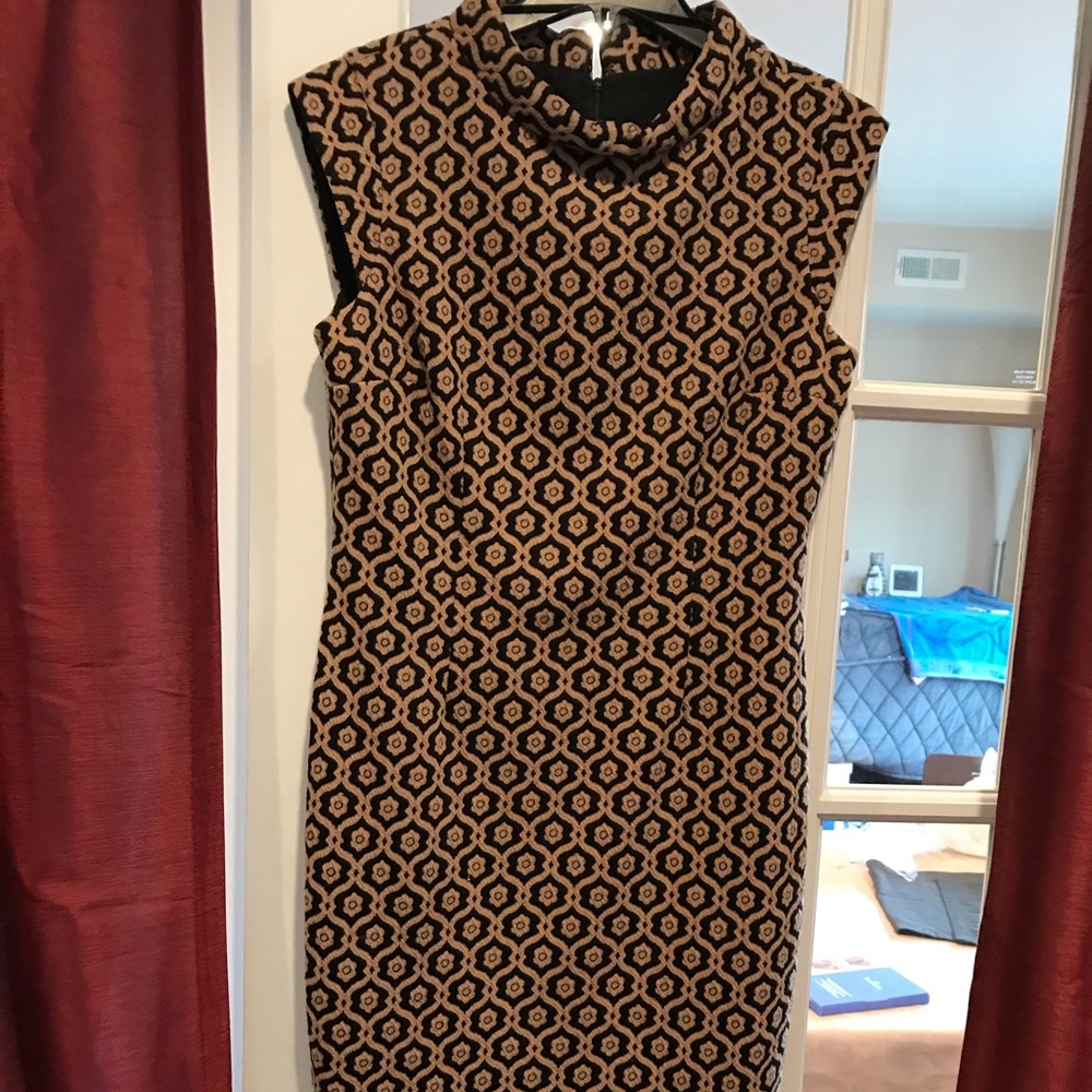 Nine West Black and Tan Geometric Dress